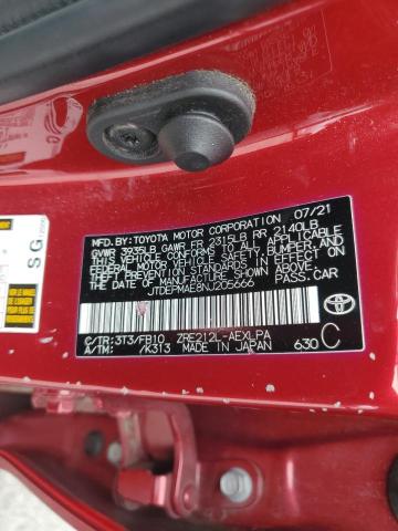 JTDEPMAE8NJ205666 - 2022 TOYOTA COROLLA LE RED photo 12