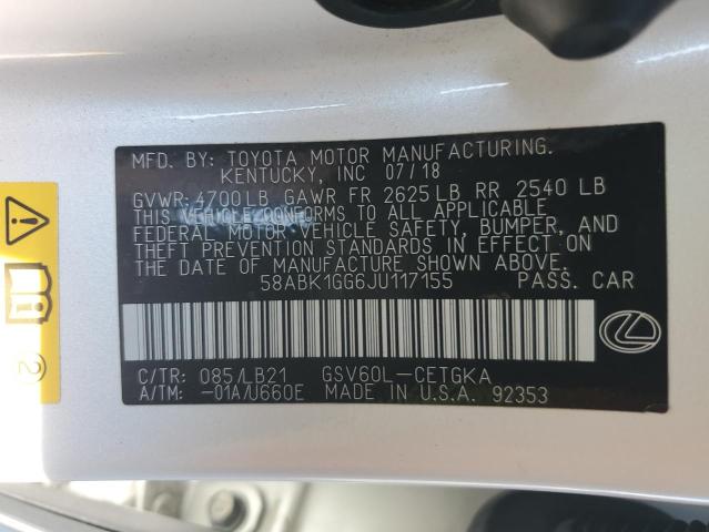 58ABK1GG6JU117155 - 2018 LEXUS ES 350 白色 照片 12