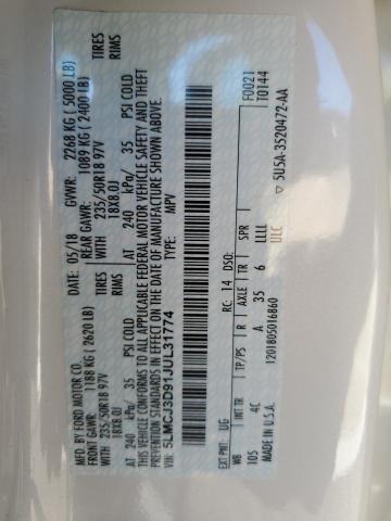 5LMCJ3D91JUL31774 - 2018 LINCOLN MKC RESERVE WHITE photo 13