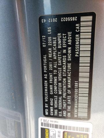 WVWFW8AH3DV001891 - 2013 VOLKSWAGEN EOS LUX 蓝色 照片 12