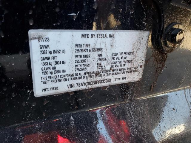 7SAYGDEF8PF835958 - 2023 TESLA MODEL Y BLACK photo 12