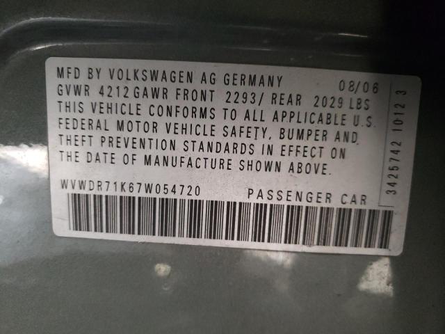 WVWDR71K67W054720 - 2007 VOLKSWAGEN RABBIT GRAY photo 12