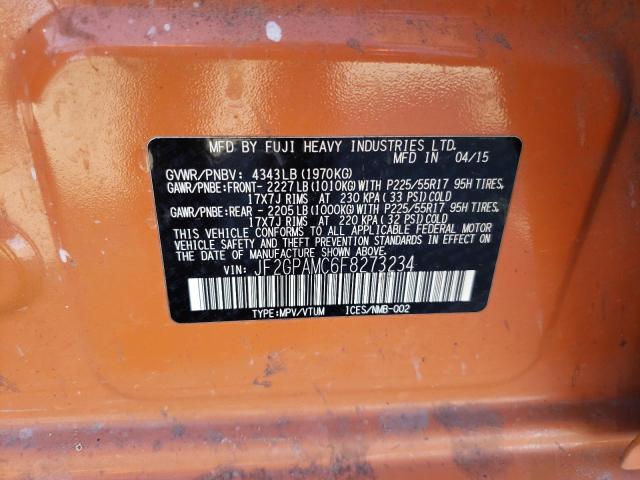 JF2GPAMC6F8273234 - 2015 SUBARU XV CROSSTR 2.0 LIMITED ORANGE photo 13