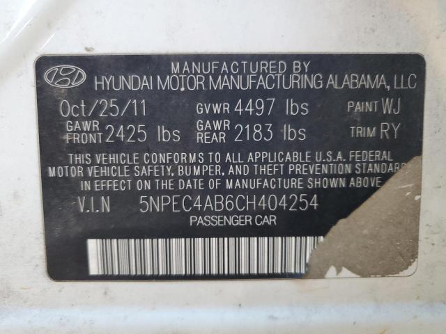 5NPEC4AB6CH404254 - 2012 HYUNDAI SONATA SE WHITE photo 13