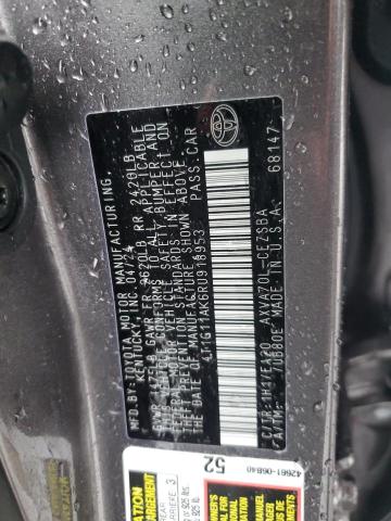 4T1G11AK6RU918953 - 2024 TOYOTA CAMRY SE NIGHT SHADE GRAY photo 12
