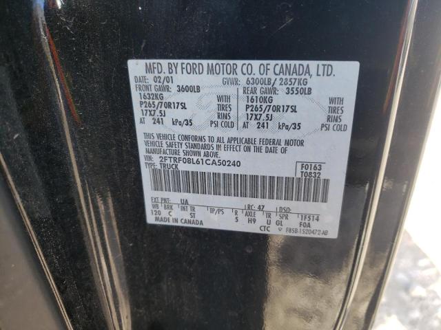 2FTRF08L61CA50240 - 2001 FORD F150 BLACK photo 12