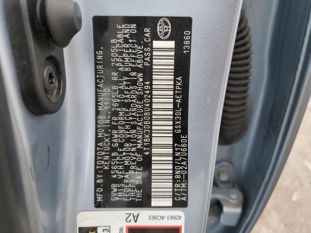 4T1BK3DB0BU402494 - 2011 TOYOTA AVALON BASE 蓝色 照片 13