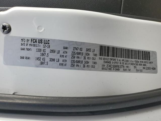 2C4RC1BG0KR615770 - 2019 CHRYSLER PACIFICA TOURING L WHITE photo 13