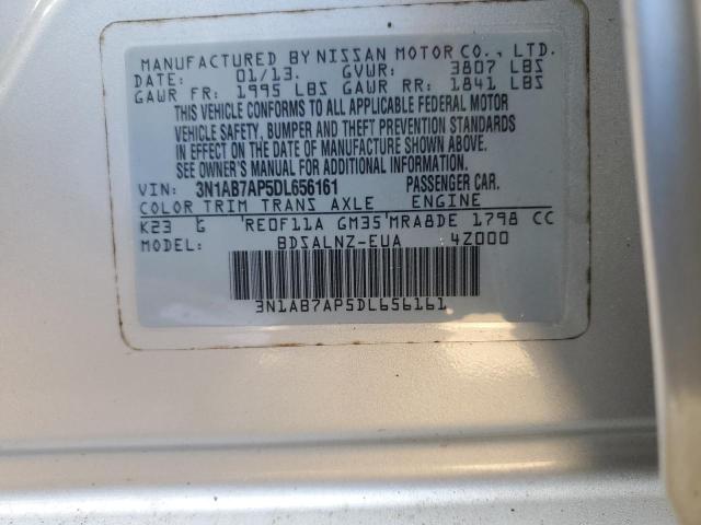 3N1AB7AP5DL656161 - 2013 NISSAN SENTRA S SILVER photo 12