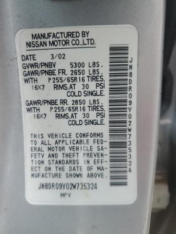 JN8DR09Y02W735324 - 2002 NISSAN PATHFINDER LE Серебристый фото 14