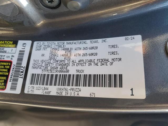 5TFMC5EC1RX006600 - 2024 TOYOTA TUNDRA CREWMAX PLATINUM ნაცრისფერი ფოტო 12