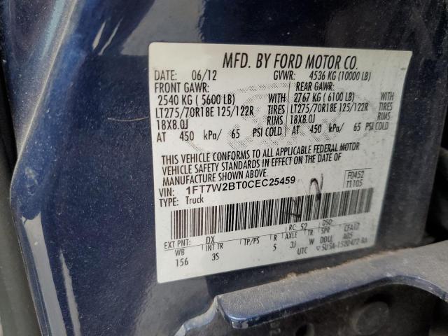 1FT7W2BT0CEC25459 - 2012 FORD F250 SUPER DUTY BLUE photo 12