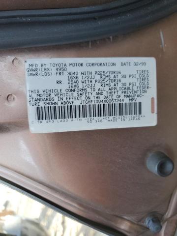 JT6HF10U4X0067244 - 1999 LEXUS RX 300 TAN photo 12