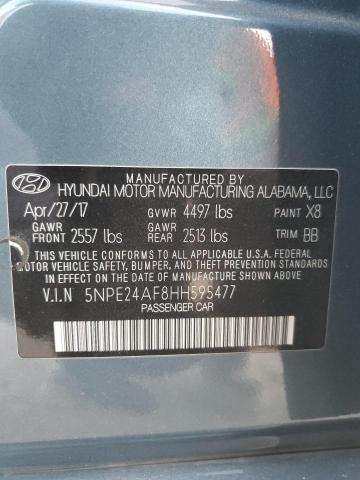 5NPE24AF8HH595477 - 2017 HYUNDAI SONATA SE BLUE photo 12