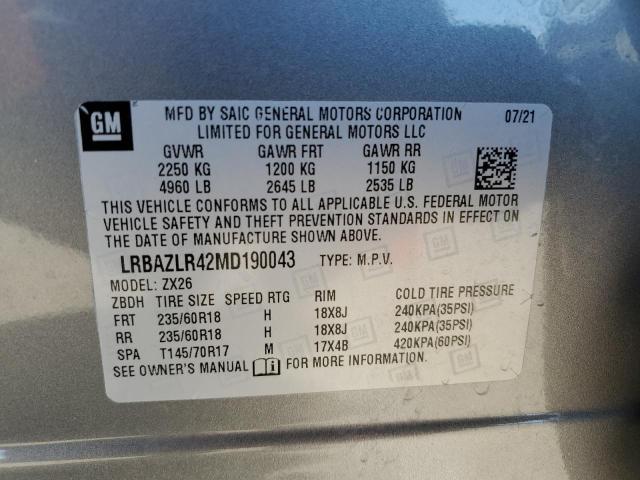 LRBAZLR42MD190043 - 2021 BUICK ENVISION PREFERRED GRAY photo 14
