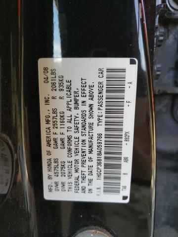 1HGCP36818A059766 - 2008 HONDA ACCORD EXL BLACK photo 12