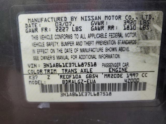 3N1AB61E37L687518 - 2007 NISSAN SENTRA 2.0 BROWN photo 12