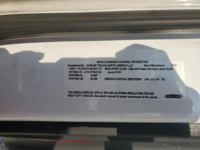 1FUJHHDV4MLMJ1173 - 2021 FREIGHTLINER CASCADIA 1 Білий фото 10