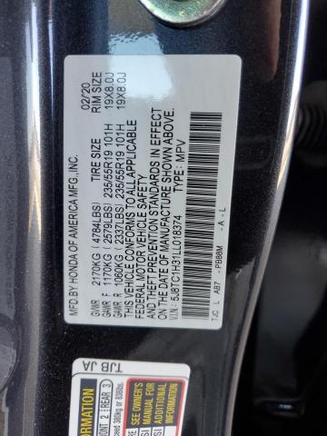 5J8TC1H31LL018374 - 2020 ACURA RDX CHARCOAL photo 12