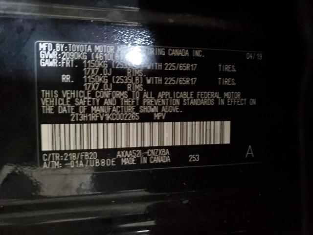 2T3H1RFV1KC002265 - 2019 TOYOTA RAV4 LE BLACK photo 13