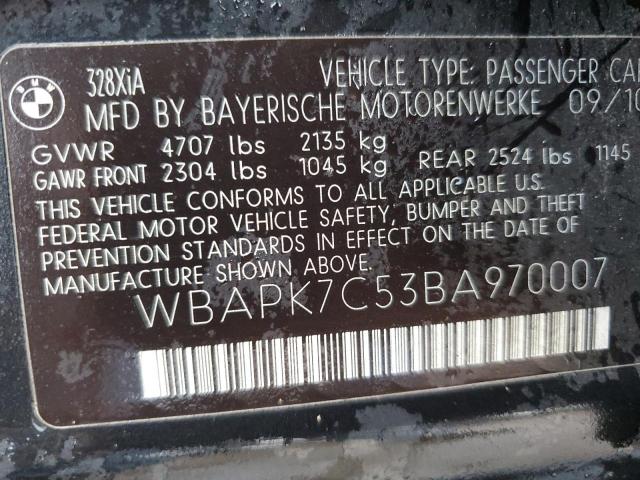 WBAPK7C53BA970007 - 2011 BMW 328 XI BLACK photo 12