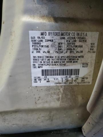 1FMYU92154KA14340 - 2004 FORD ESCAPE XLS 白色 照片 13