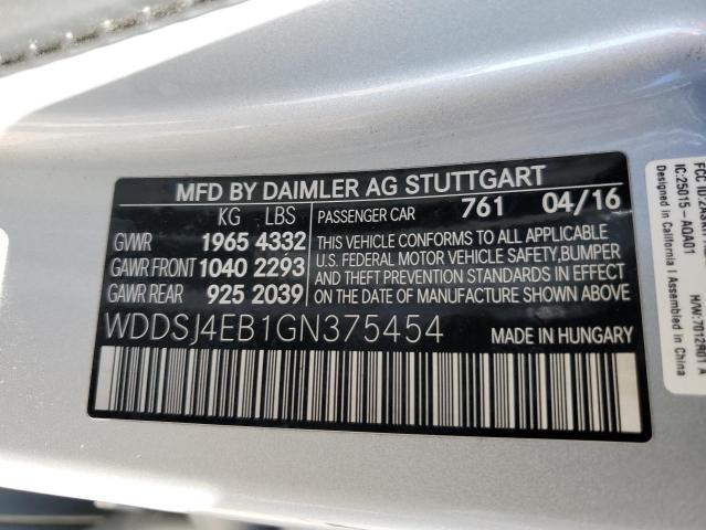 WDDSJ4EB1GN375454 - 2016 MERCEDES-BENZ CLA 250 SILVER photo 12