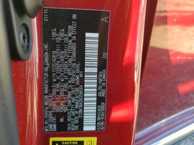 2T2BK1BA2BC098564 - 2011 LEXUS RX 350 RED photo 12