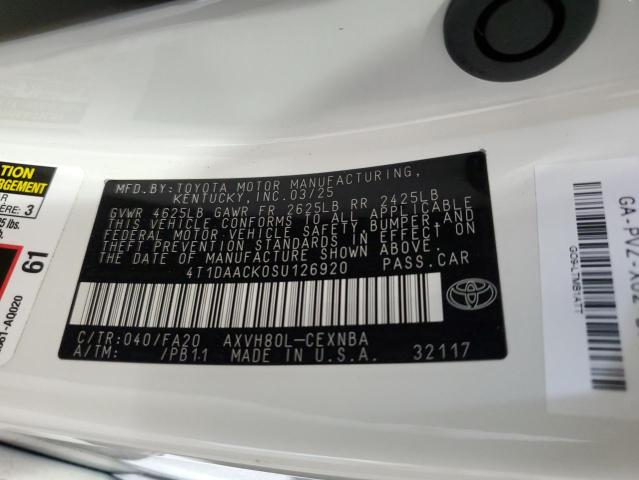 4T1DAACK0SU126920 - 2025 TOYOTA CAMRY XSE WHITE photo 13