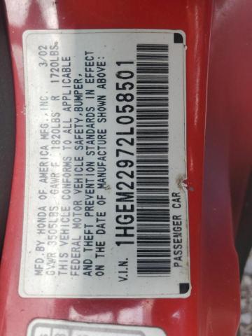 1HGEM22972L058501 - 2002 HONDA CIVIC EX RED photo 24