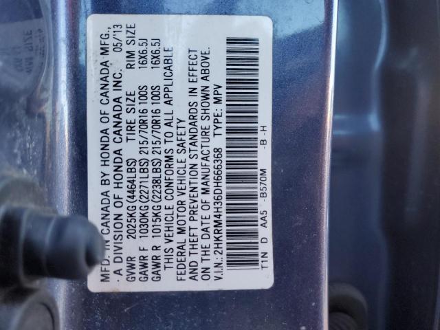 2HKRM4H36DH666368 - 2013 HONDA CR-V LX BLUE photo 12