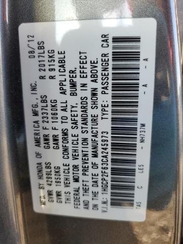 1HGCP2F63CA245973 - 2012 HONDA ACCORD SE GRAY photo 13