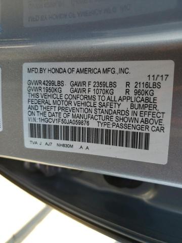 1HGCV1F50JA059876 - 2018 HONDA ACCORD EXL Silber Foto 12