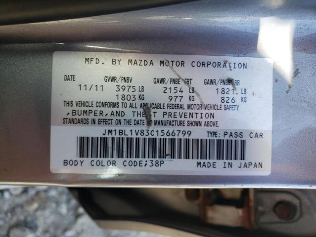 JM1BL1V83C1566799 - 2012 MAZDA 3 I SILVER photo 12