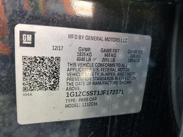 1G1ZC5ST1JF172371 - 2018 CHEVROLET MALIBU LS Negro foto 12