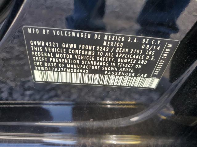 3VWD17AJ7FM204943 - 2015 VOLKSWAGEN JETTA SE BLACK photo 12