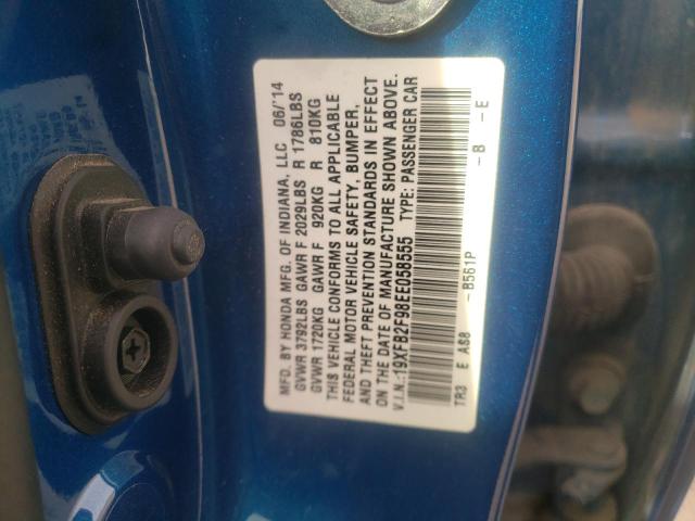 19XFB2F98EE058555 - 2014 HONDA CIVIC EXL ლურჯი ფოტო 12