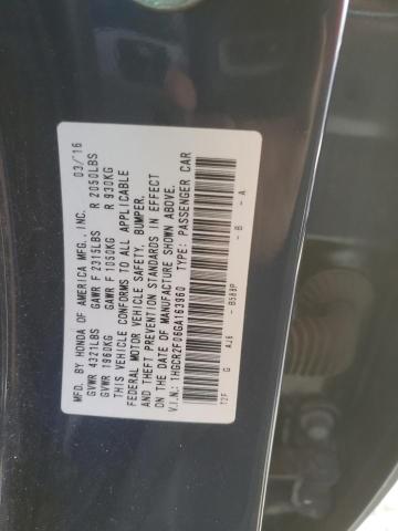 1HGCR2F06GA163960 - 2016 HONDA ACCORD EX 蓝色 照片 12