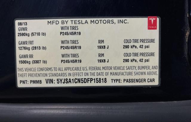 5YJSA1CN5DFP15818 - 2013 TESLA MODEL S BLUE photo 10