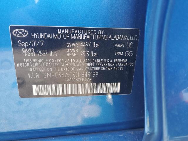 5NPE34AF3JH649139 - 2018 HYUNDAI SONATA SPORT BLUE photo 12