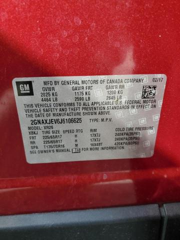 2GNAXJEV6J6106625 - 2018 CHEVROLET EQUINOX LT წითელი ფოტო 13