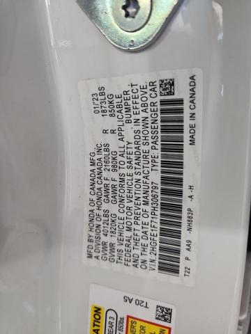 2HGFE1F71PH306797 - 2023 HONDA CIVIC EX WHITE photo 12