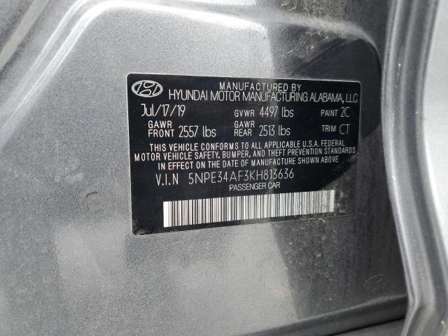 5NPE34AF3KH813636 - 2019 HYUNDAI SONATA LIMITED 灰色 照片 12