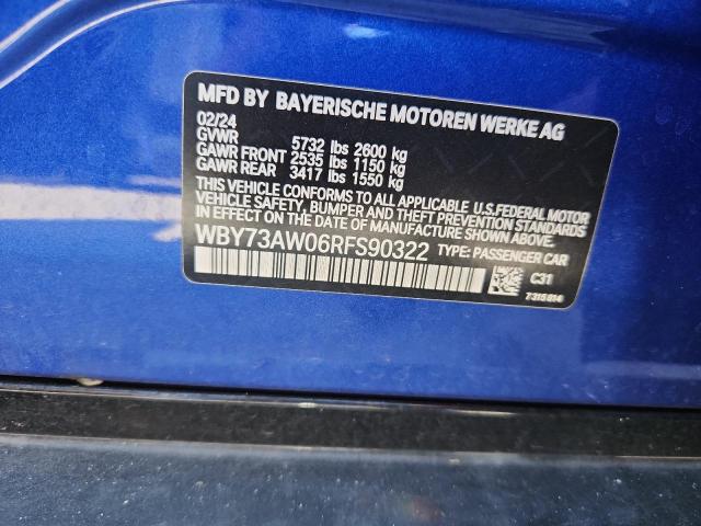 WBY73AW06RFS90322 - 2024 BMW I4 EDRIVE 40 BLUE photo 12