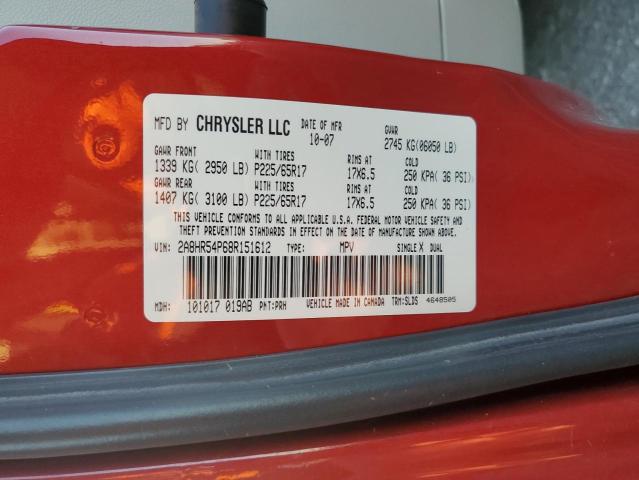 2A8HR54P68R151612 - 2008 CHRYSLER TOWN & COU TOURING RED photo 13