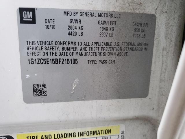 1G1ZC5E15BF215105 - 2011 CHEVROLET MALIBU 1LT 白色 照片 12