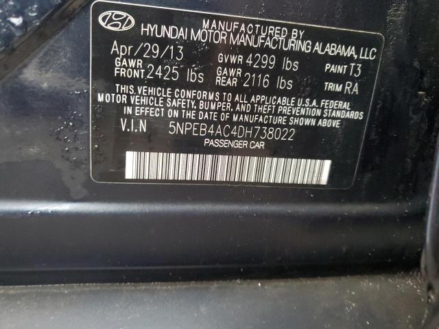 5NPEB4AC4DH738022 - 2013 HYUNDAI SONATA GLS CHARCOAL photo 13