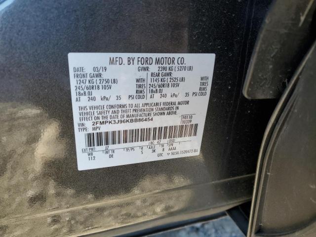 2FMPK3J96KBB86454 - 2019 FORD EDGE SEL GRAY photo 12