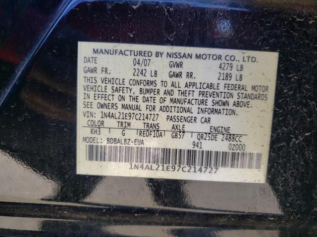 1N4AL21E97C214727 - 2007 NISSAN ALTIMA 2.5 BLACK photo 12