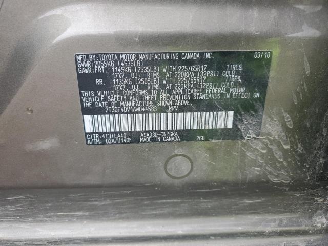 2T3DF4DV1AW044583 - 2010 TOYOTA RAV4 LIMITED ყავისფერი ფოტო 13